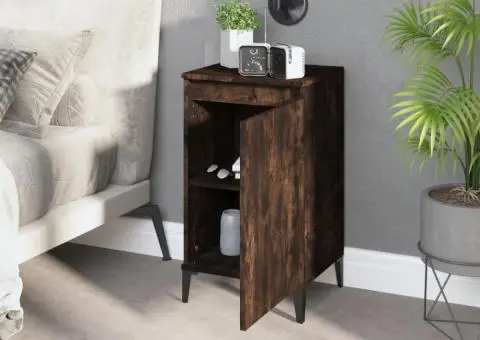 Noptiere, 2 buc., stejar afumat, 40x35x70 cm, lemn prelucrat - 3/5