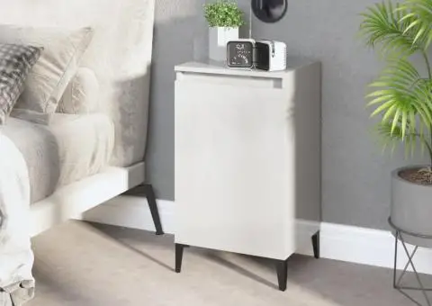 Noptieră, alb extralucios, 40x35x70 cm, lemn prelucrat - 1/5