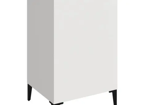 Noptieră, alb extralucios, 40x35x70 cm, lemn prelucrat - 2/5