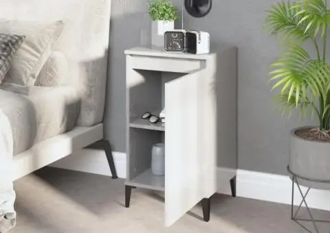 Noptieră, alb extralucios, 40x35x70 cm, lemn prelucrat - 3/5