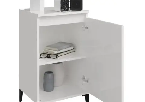 Noptieră, alb extralucios, 40x35x70 cm, lemn prelucrat - 4/5