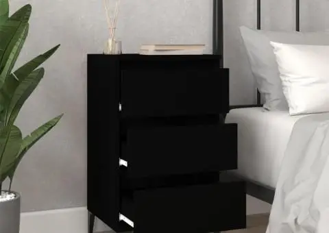 Noptieră, negru, 40x35x70 cm, lemn prelucrat - 3/5
