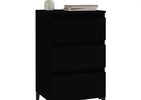 Noptieră, negru, 40x35x70 cm, lemn prelucrat - 4/5