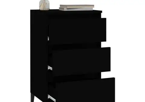 Noptieră, negru, 40x35x70 cm, lemn prelucrat - 5/5