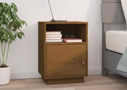 Noptieră, maro miere, 40x34x55 cm, lemn masiv de pin - 1/5