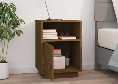 Noptieră, maro miere, 40x34x55 cm, lemn masiv de pin - 3/5