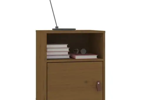 Noptieră, maro miere, 40x34x55 cm, lemn masiv de pin - 4/5