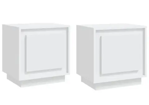 Noptiere, 2 buc, alb, 44x35x45 cm, lemn prelucrat - 2/5