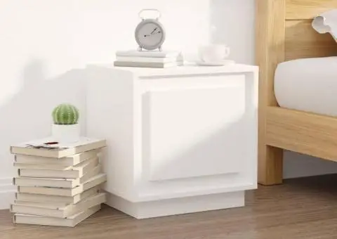 Noptiere, 2 buc, alb, 44x35x45 cm, lemn prelucrat - 3/5