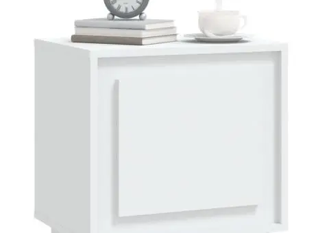 Noptiere, 2 buc, alb, 44x35x45 cm, lemn prelucrat - 4/5