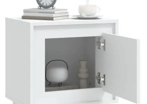 Noptiere, 2 buc, alb, 44x35x45 cm, lemn prelucrat - 5/5