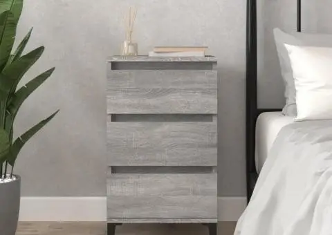 Noptieră, gri sonoma, 40x35x70 cm, lemn prelucrat - 1/5