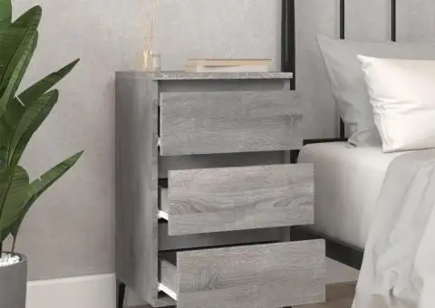 Noptieră, gri sonoma, 40x35x70 cm, lemn prelucrat - 3/5