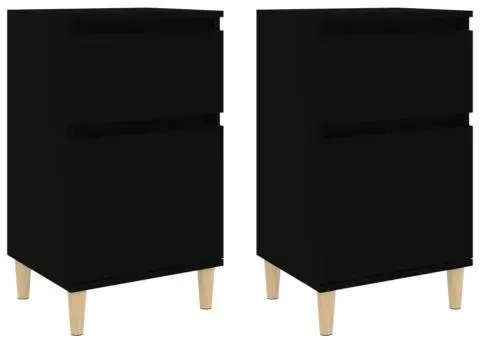 Noptiere, 2 buc., negru, 40x35x70 cm - 2/5