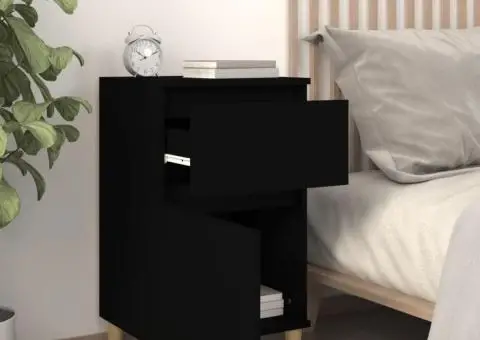 Noptiere, 2 buc., negru, 40x35x70 cm - 3/5