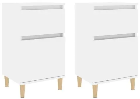 Noptiere, 2 buc., alb extralucios, 40x35x70 cm - 2/5
