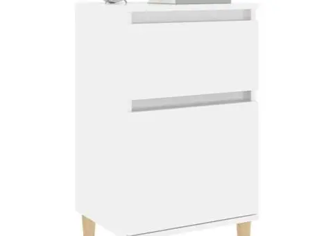 Noptiere, 2 buc., alb extralucios, 40x35x70 cm - 4/5