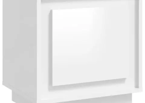 Noptieră, alb extralucios, 44x35x45 cm, lemn prelucrat - 2/5