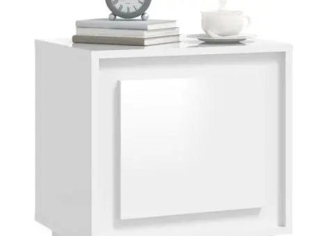 Noptieră, alb extralucios, 44x35x45 cm, lemn prelucrat - 4/5