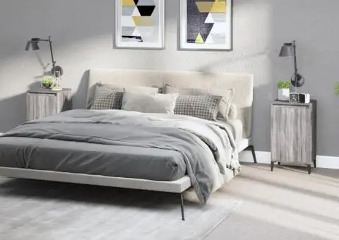 Noptiere, 2 buc., gri sonoma, 40x35x70 cm, lemn prelucrat - 1/5