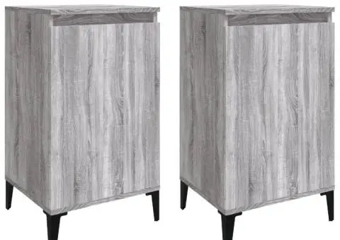 Noptiere, 2 buc., gri sonoma, 40x35x70 cm, lemn prelucrat - 2/5