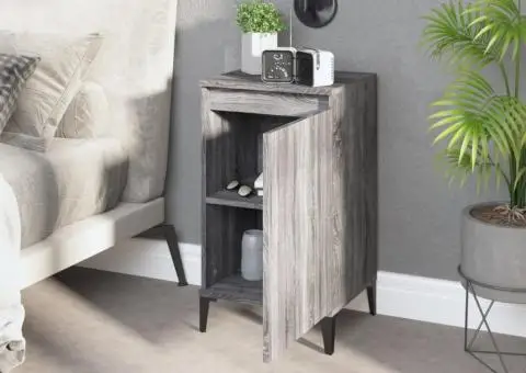 Noptiere, 2 buc., gri sonoma, 40x35x70 cm, lemn prelucrat - 3/5