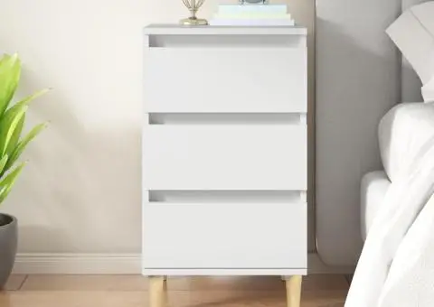 Noptieră, alb, 40x35x70 cm, lemn prelucrat - 1/5