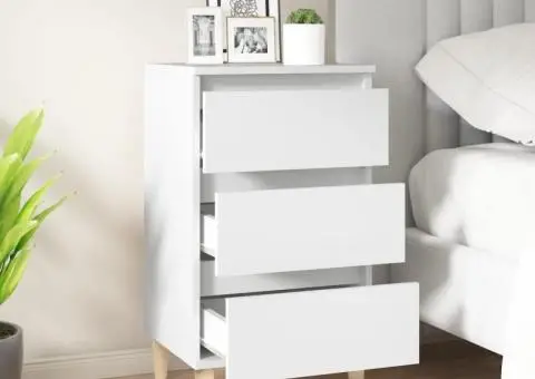 Noptieră, alb, 40x35x70 cm, lemn prelucrat - 3/5