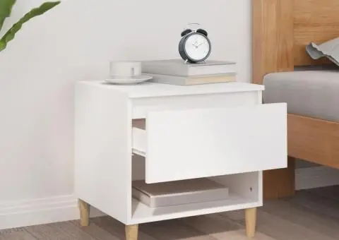 Noptieră, alb, 50x46x50 cm, lemn prelucrat - 3/5