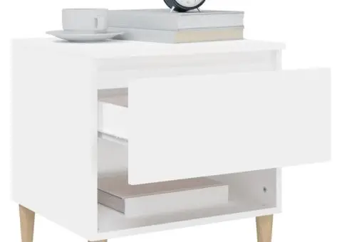 Noptieră, alb, 50x46x50 cm, lemn prelucrat - 4/5