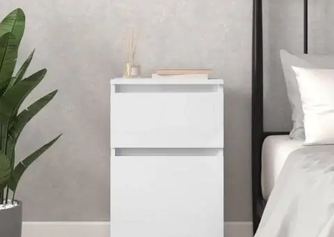 Noptieră, alb extralucios, 40x35x70 cm - 1/5