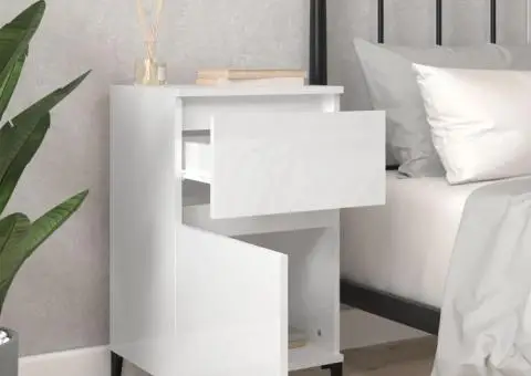 Noptieră, alb extralucios, 40x35x70 cm - 3/5
