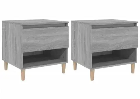 Noptiere, 2 buc., gri sonoma, 50x46x50 cm, lemn prelucrat - 2/5