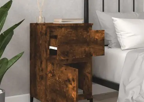 Noptiere, 2 buc., stejar afumat, 40x35x70 cm - 3/5