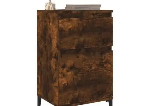 Noptiere, 2 buc., stejar afumat, 40x35x70 cm - 4/5