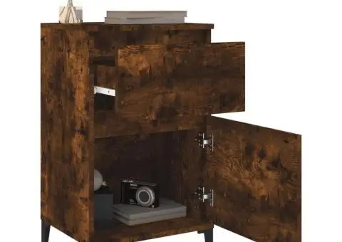 Noptiere, 2 buc., stejar afumat, 40x35x70 cm - 5/5