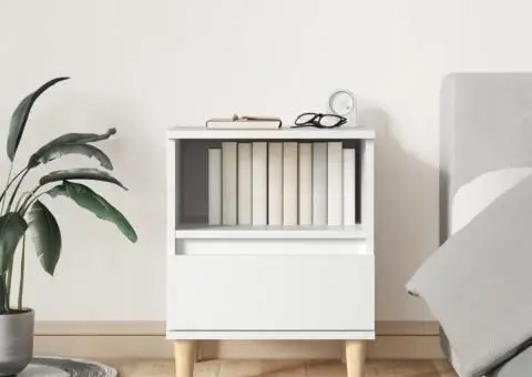 Noptiere, 2 buc., alb, 40x35x50 cm - 3/5