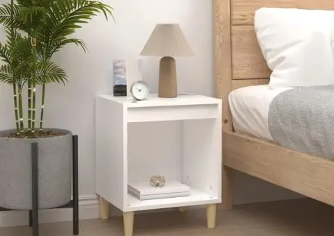 Noptieră, alb, 40x35x50 cm, lemn prelucrat - 1/5