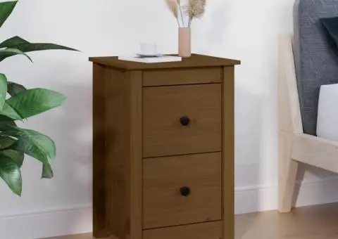 Noptieră, maro miere, 40x35x61,5 cm, lemn masiv de pin - 1/5