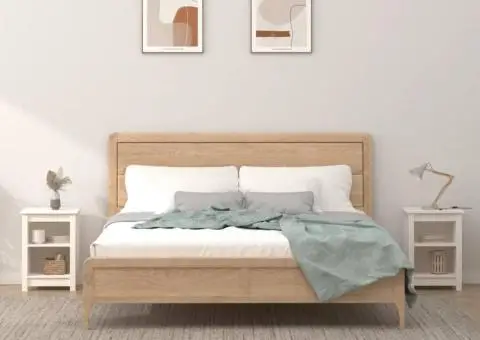 Noptiere, 2 buc., alb, 40x35x55 cm, lemn masiv de pin - 1/5