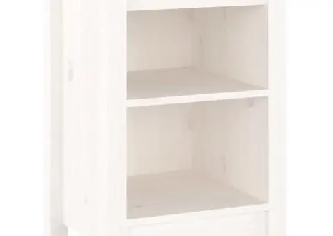 Noptiere, 2 buc., alb, 40x35x55 cm, lemn masiv de pin - 3/5