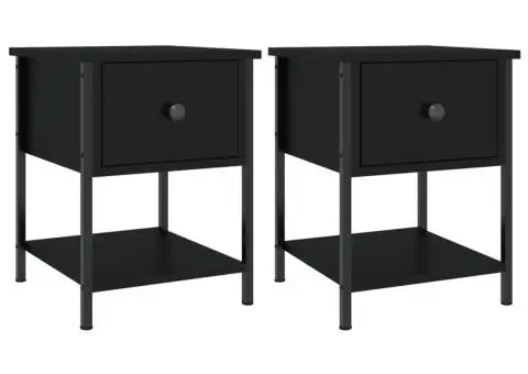 Noptiere, 2 buc., negru, 34x35,5x45 cm, lemn compozit - 2/5