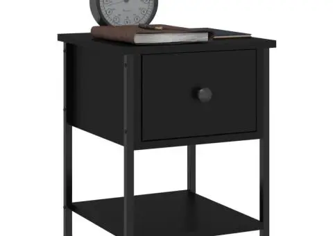 Noptiere, 2 buc., negru, 34x35,5x45 cm, lemn compozit - 4/5