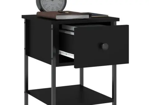 Noptiere, 2 buc., negru, 34x35,5x45 cm, lemn compozit - 5/5