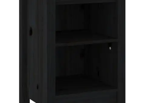 Noptiere, 2 buc., negru, 40x35x55 cm, lemn masiv de pin - 3/5