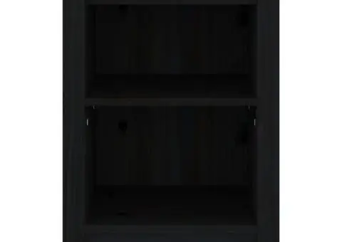 Noptiere, 2 buc., negru, 40x35x55 cm, lemn masiv de pin - 4/5