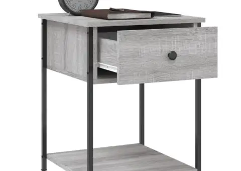 Noptieră, gri sonoma, 44x45x58 cm, lemn compozit - 4/5