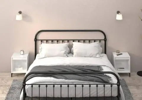 Noptiere, 2 buc., alb extralucios, 40x35x50 cm - 1/5