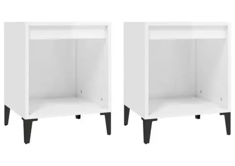 Noptiere, 2 buc., alb extralucios, 40x35x50 cm - 2/5