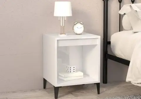 Noptiere, 2 buc., alb extralucios, 40x35x50 cm - 3/5